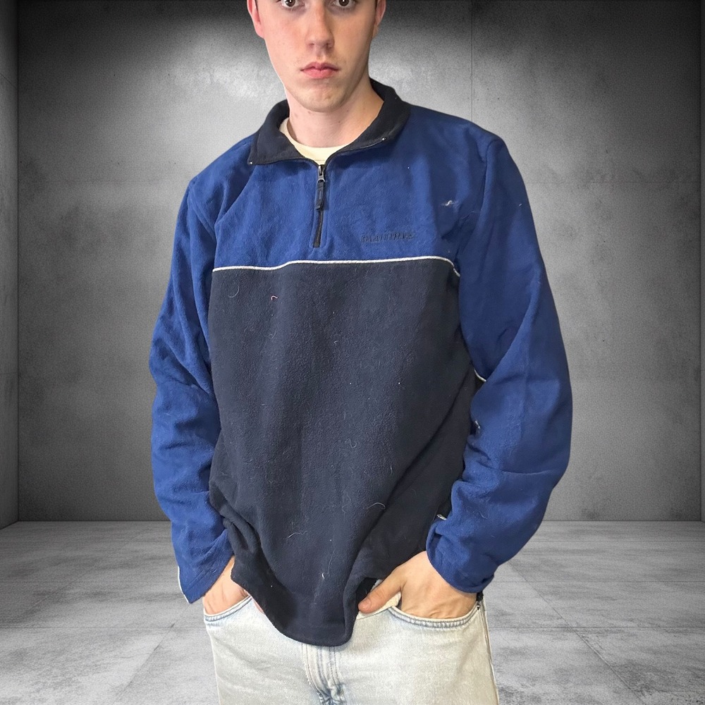 Vintage Y2K Old Navy Quarter Zip Fleece Pullover Blue Colorblock XL 1842
